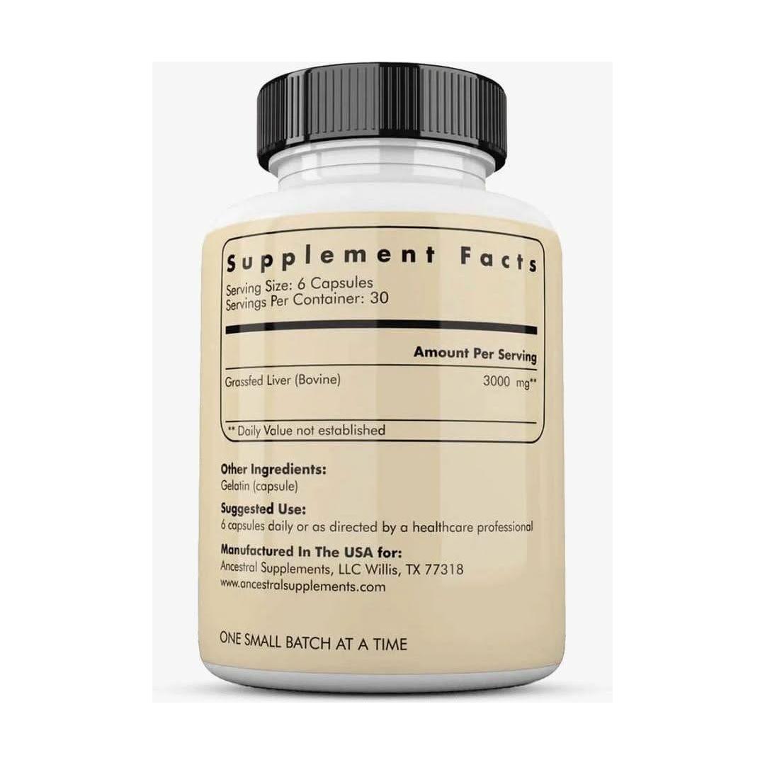 Pure Beef Liver Supplements - 180 Capsules Natural Energy Booster