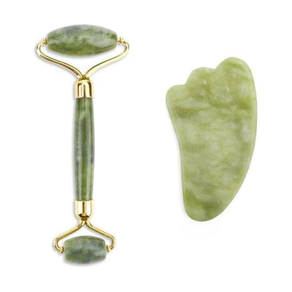 Natural Face Roller Massager Kit with Jade Stone Tool