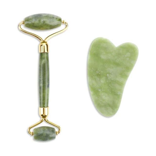 Natural Face Roller Massager Kit with Jade Stone Tool