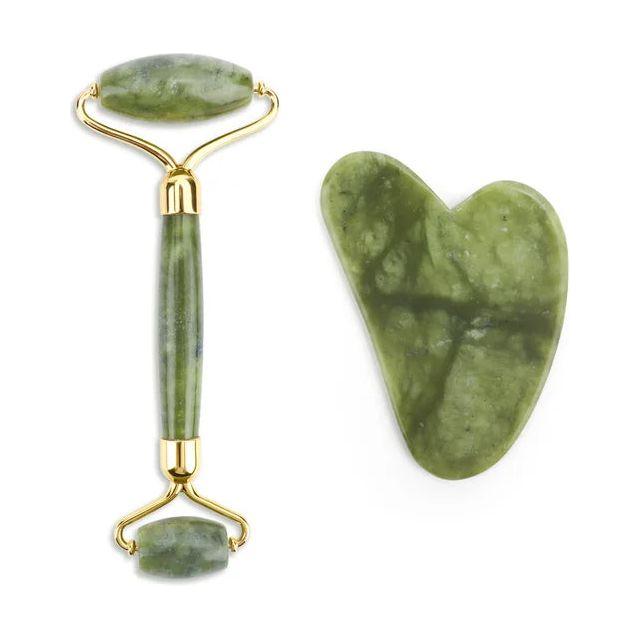 Natural Face Roller Massager Kit with Jade Stone Tool