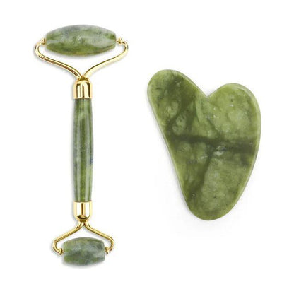 Natural Face Roller Massager Kit with Jade Stone Tool