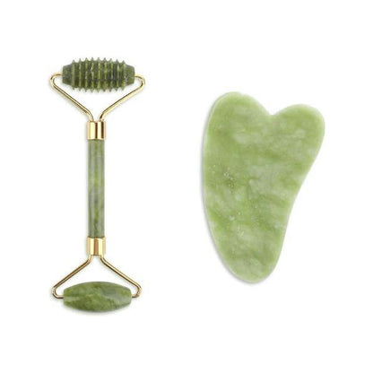 Natural Face Roller Massager Kit with Jade Stone Tool