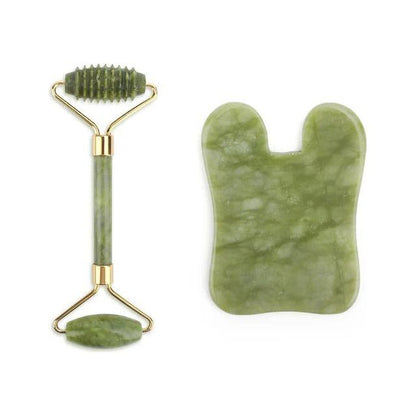 Natural Face Roller Massager Kit with Jade Stone Tool - Mycosmeticslondon