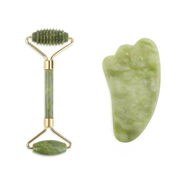 Natural Face Roller Massager Kit with Jade Stone Tool