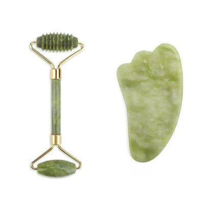 Natural Face Roller Massager Kit with Jade Stone Tool