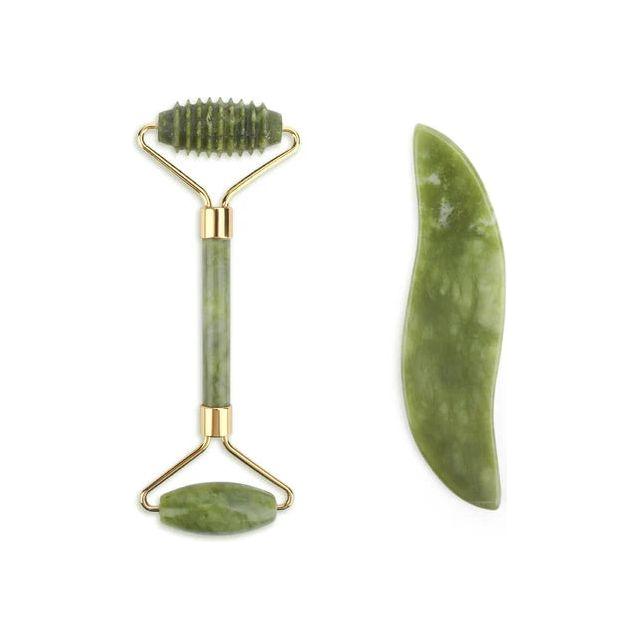 Natural Face Roller Massager Kit with Jade Stone Tool