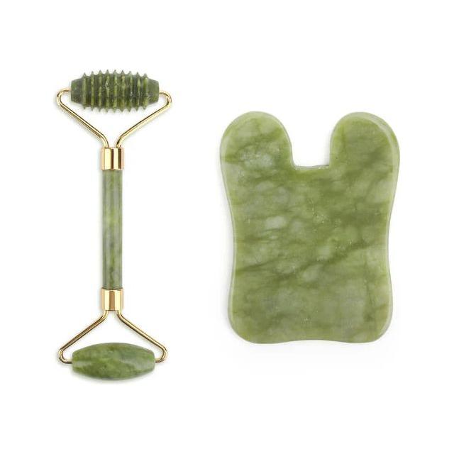 Natural Face Roller Massager Kit with Jade Stone Tool