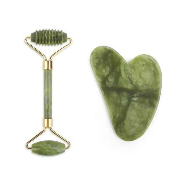 Natural Face Roller Massager Kit with Jade Stone Tool