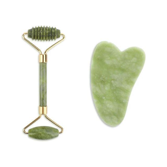 Natural Face Roller Massager Kit with Jade Stone Tool