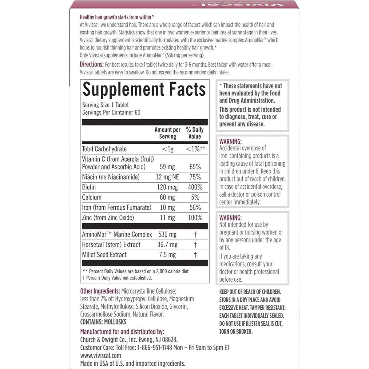 Natural Hair Growth Vitamin Supplement Tablets