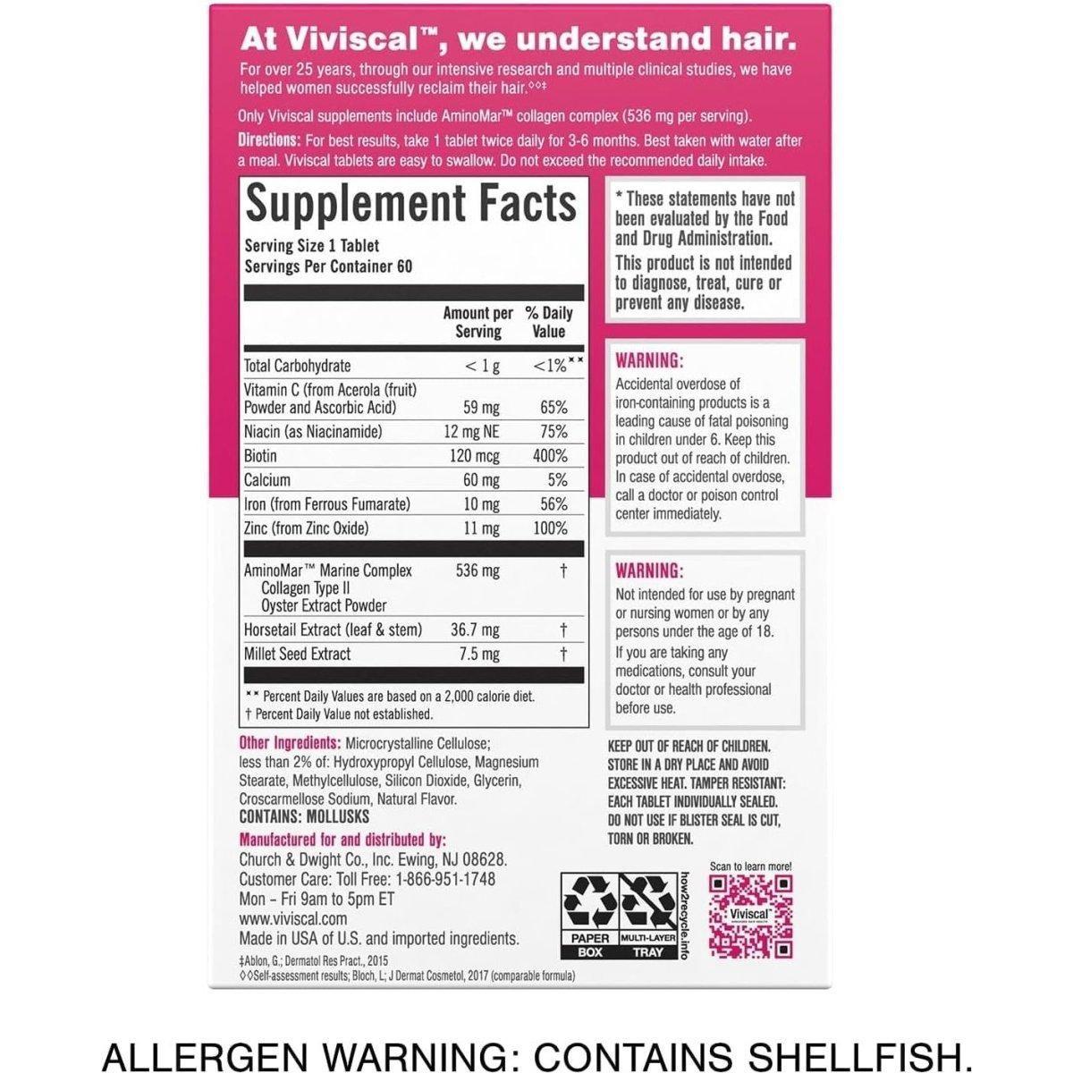 Natural Hair Growth Vitamin Supplement Tablets
