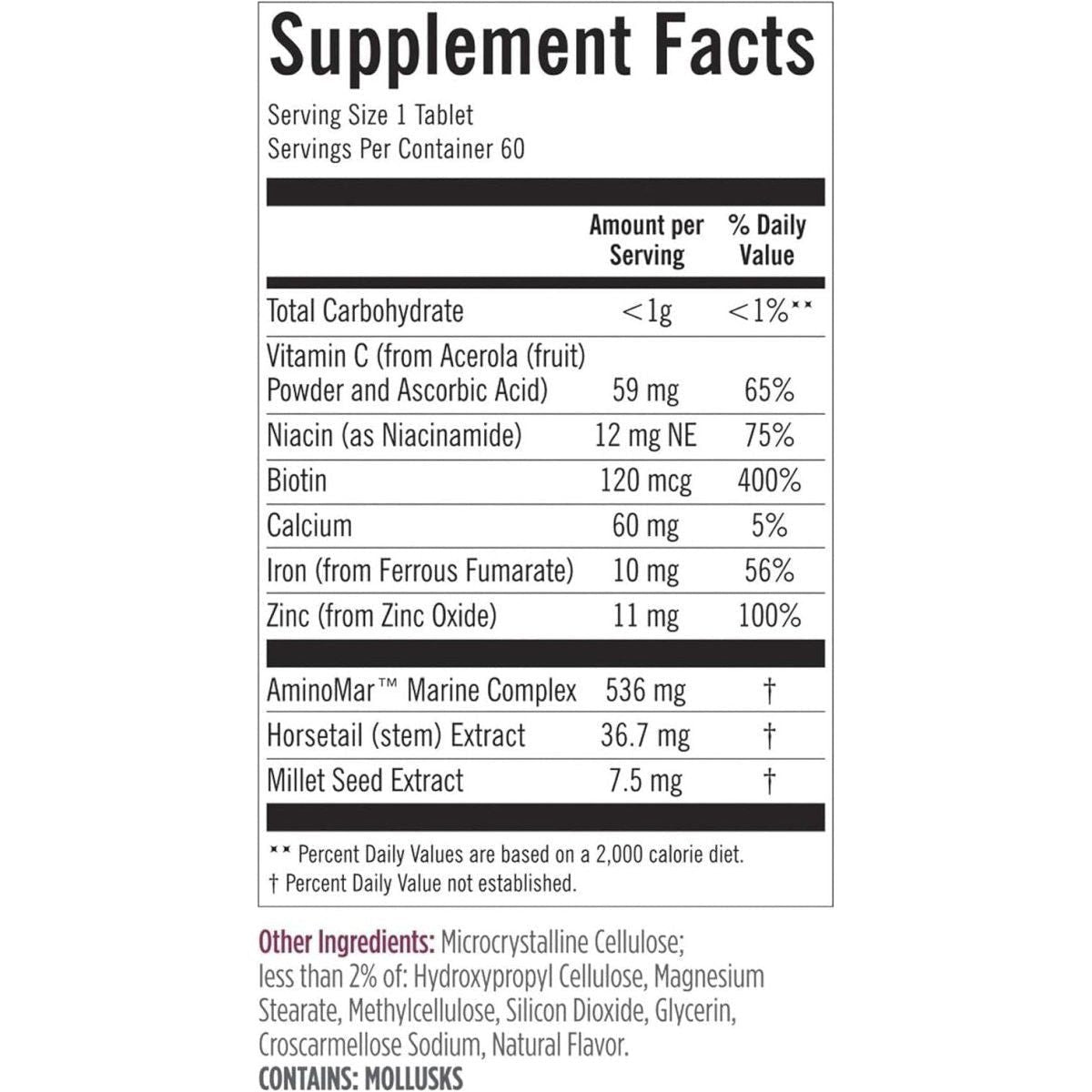 Natural Hair Growth Vitamin Supplement Tablets