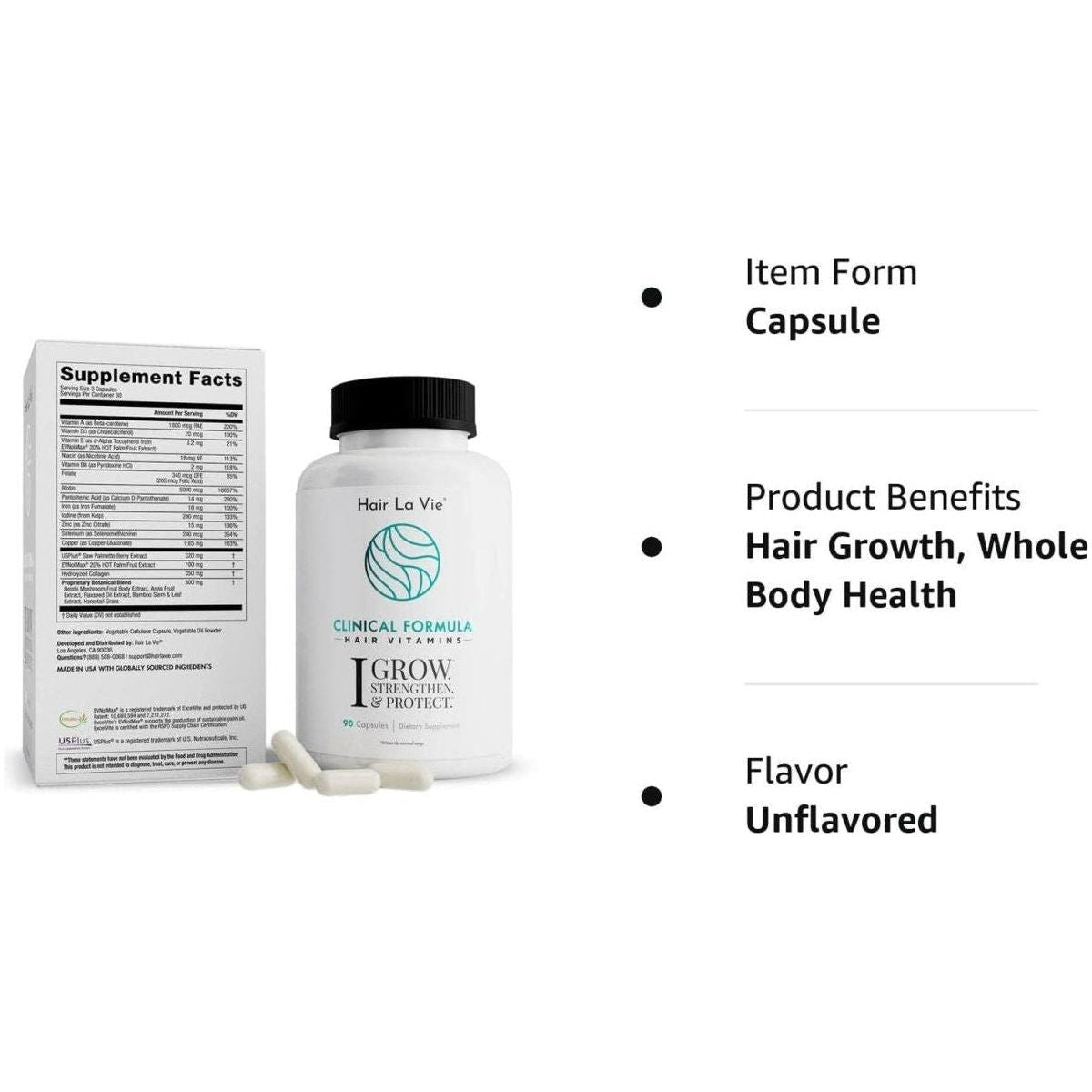 Natural Hair Growth Supplements with Biotin and Collagen