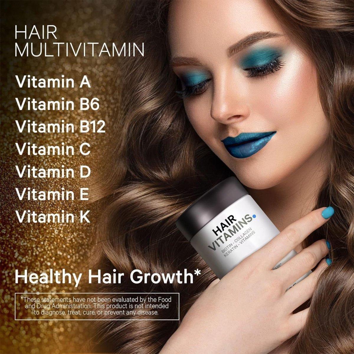 Natural Hair Growth Supplements with Biotin and Collagen