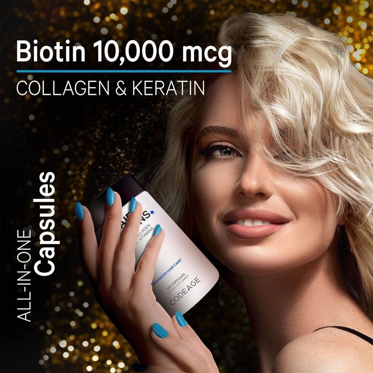 Natural Hair Growth Supplements with Biotin and Collagen