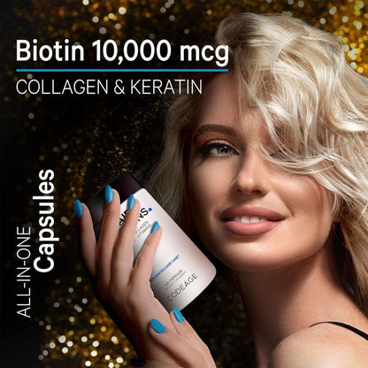 Natural Hair Growth Supplements with Biotin and Collagen