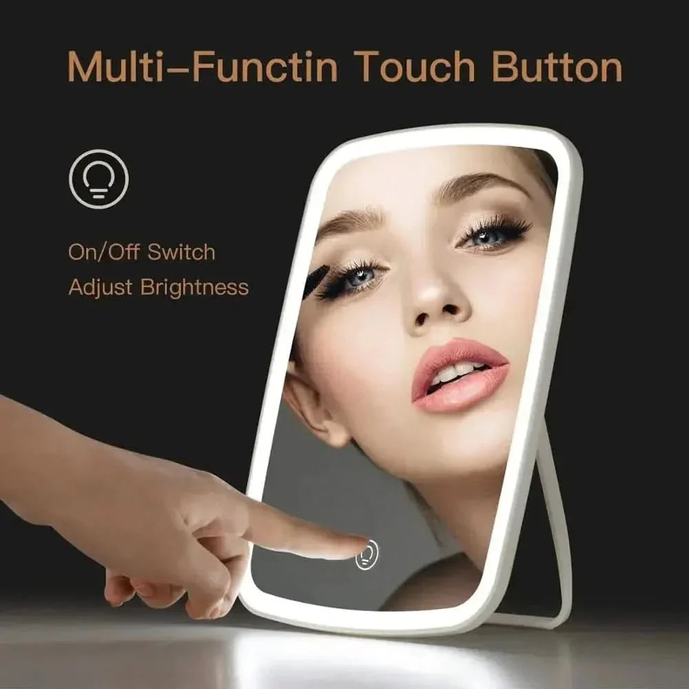 Compact Rechargeable Makeup Mirror with LED Light
