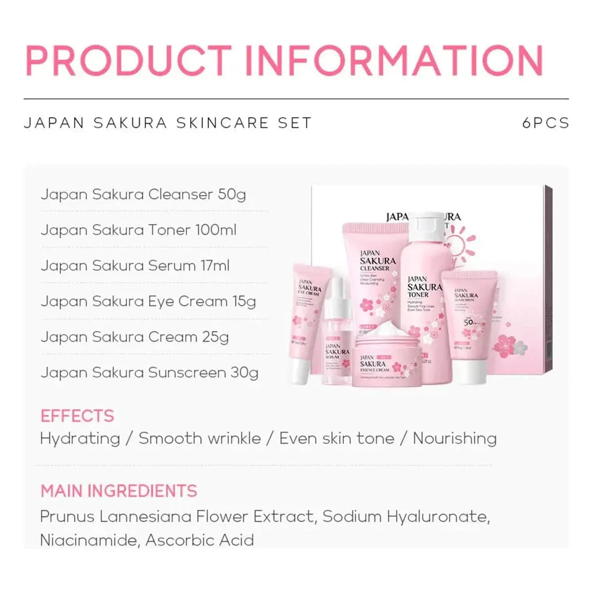 Natural Japanese Skin Care Kit - 6 Piece Glow Set