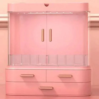 Compact LED Makeup Storage Case with Light & Fan