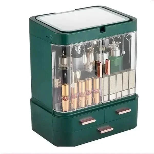 Compact LED Makeup Storage Case with Light & Fan - Mycosmeticslondon