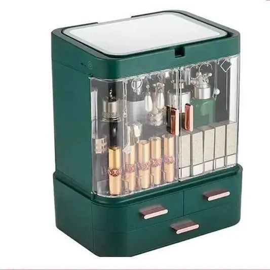 Compact LED Makeup Storage Case with Light & Fan - Mycosmeticslondon