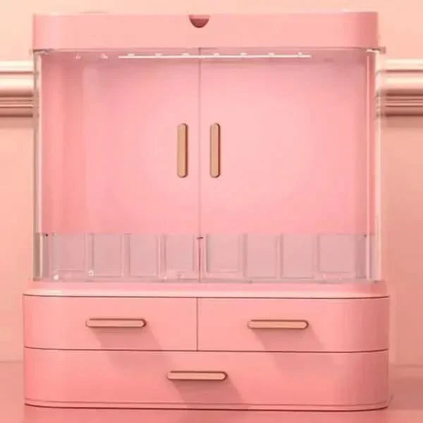 Compact LED Makeup Storage Case with Light & Fan