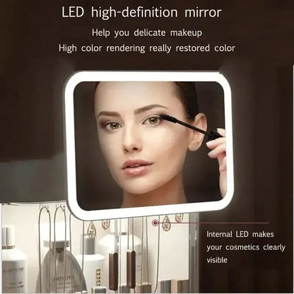 Compact LED Makeup Storage Case with Light & Fan