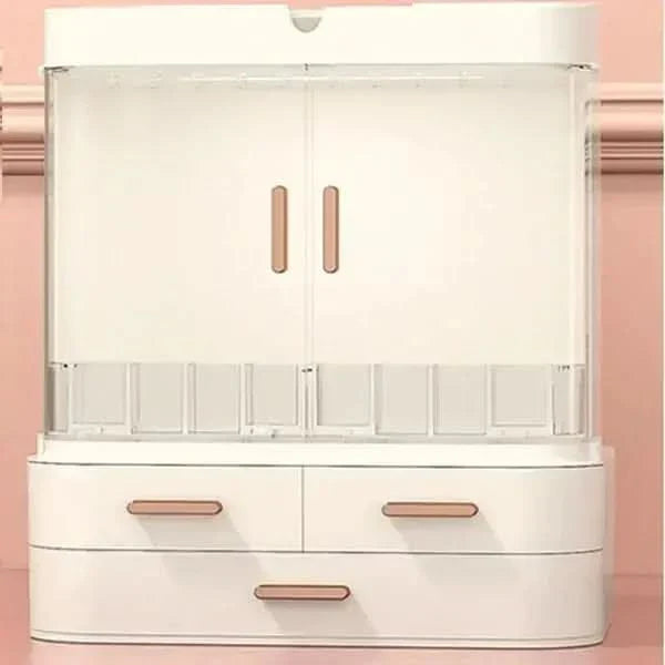 Compact LED Makeup Storage Case with Light & Fan