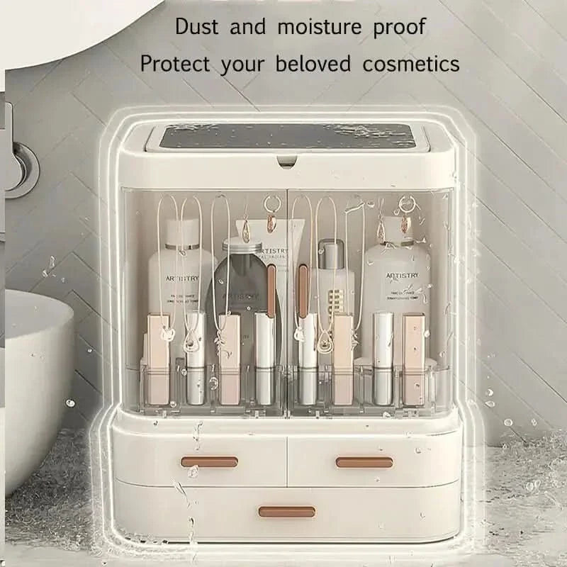 Compact LED Makeup Storage Case with Light & Fan