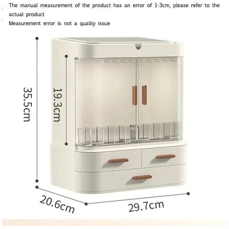 Compact LED Makeup Storage Case with Light & Fan