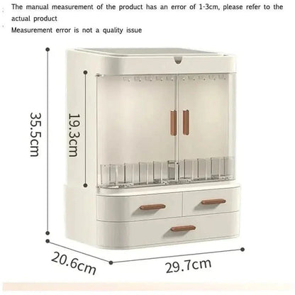 Compact LED Makeup Storage Case with Light & Fan