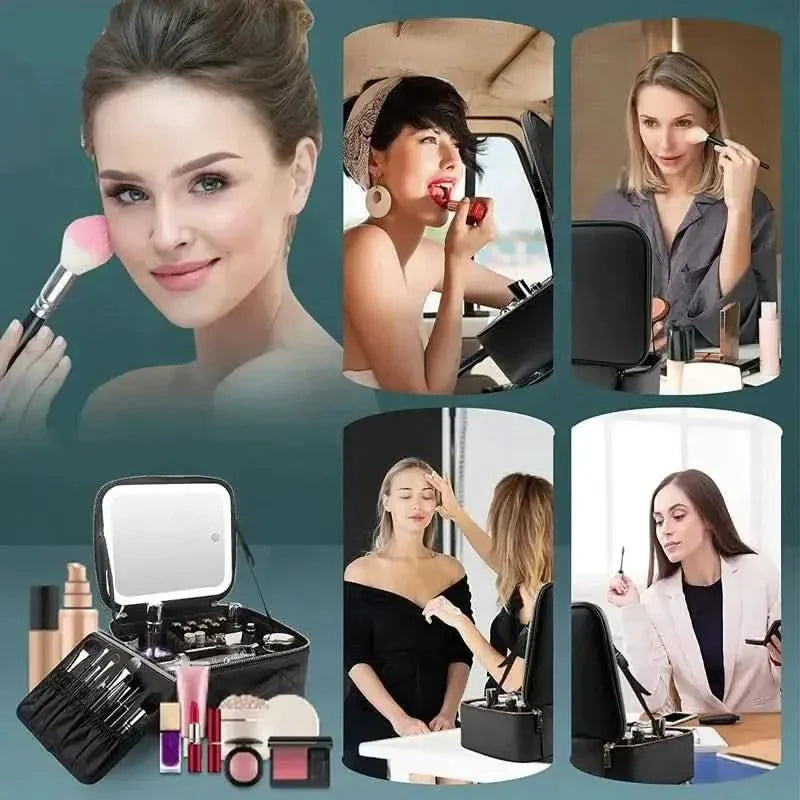 Compact LED Travel Makeup Bag