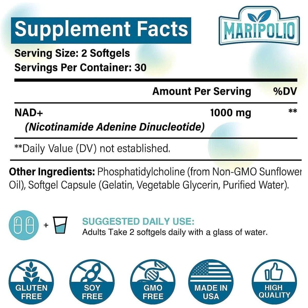 High Potency NAD+ Supplement 1000mg for Energy Boost