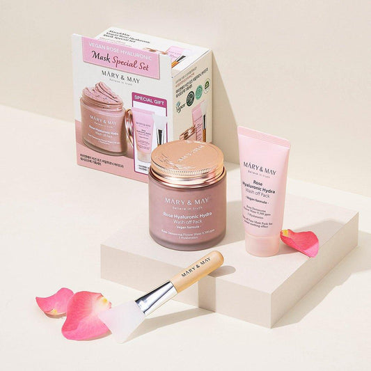 Natural Rose Face Mask Set - Nourishing Hydration Cream - Mycosmeticslondon