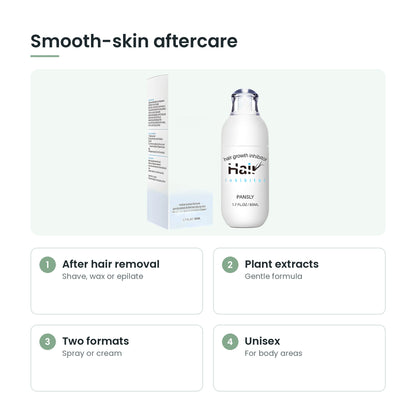 Post-hair removal aftercare key features: after hair removal, plant extracts, two formats, unisex