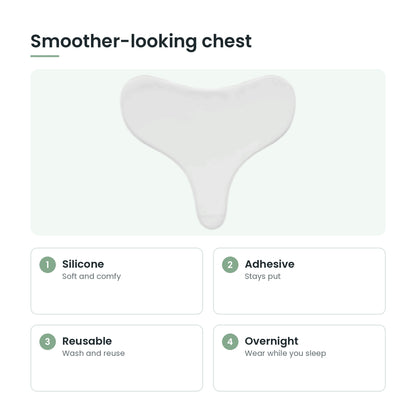 Silicone chest pad key features: silicone, adhesive, reusable, overnight