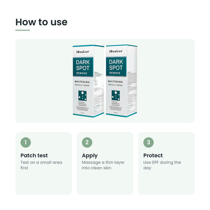 How to use the dark spot cream: patch test, apply, protect