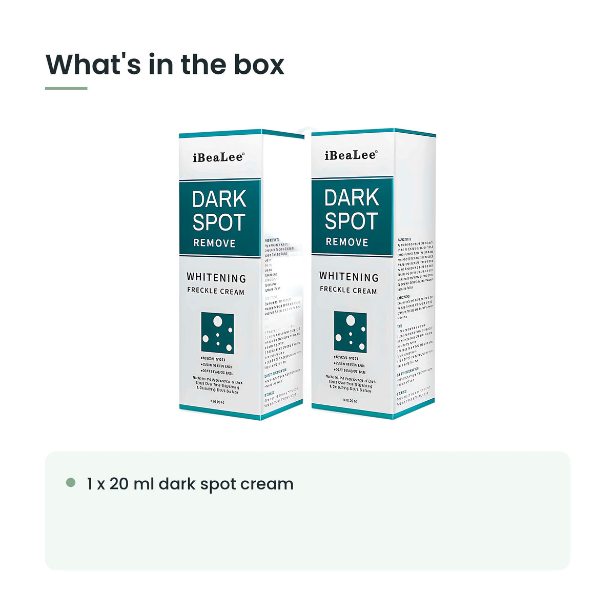 What's in the box: 1 x 20 ml dark spot cream