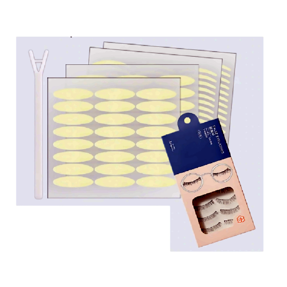 Double eyelid strips with eyelash set 3