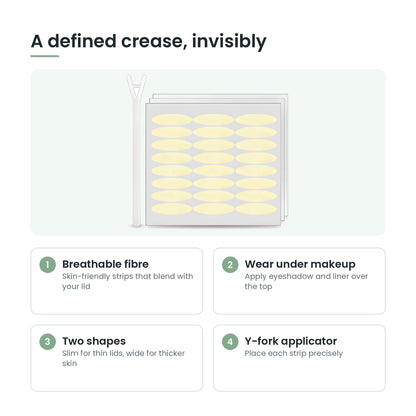 Eyelid tape key features: breathable, invisible, two shapes, applicator