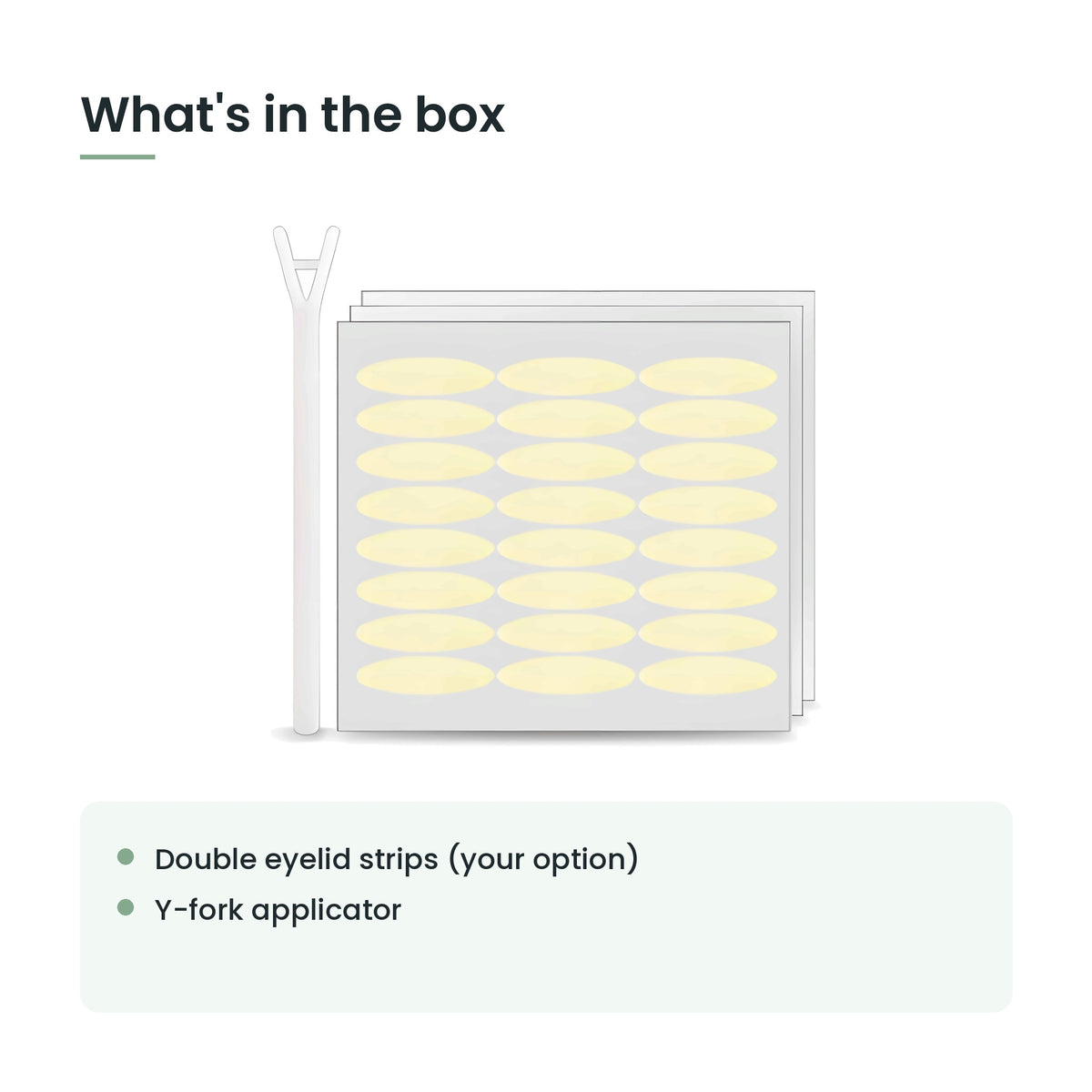 What's in the box: double eyelid strips and Y-fork applicator