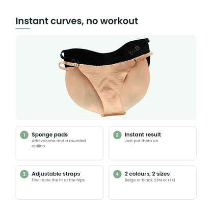 Padded panties key features: sponge pads, instant result, adjustable straps