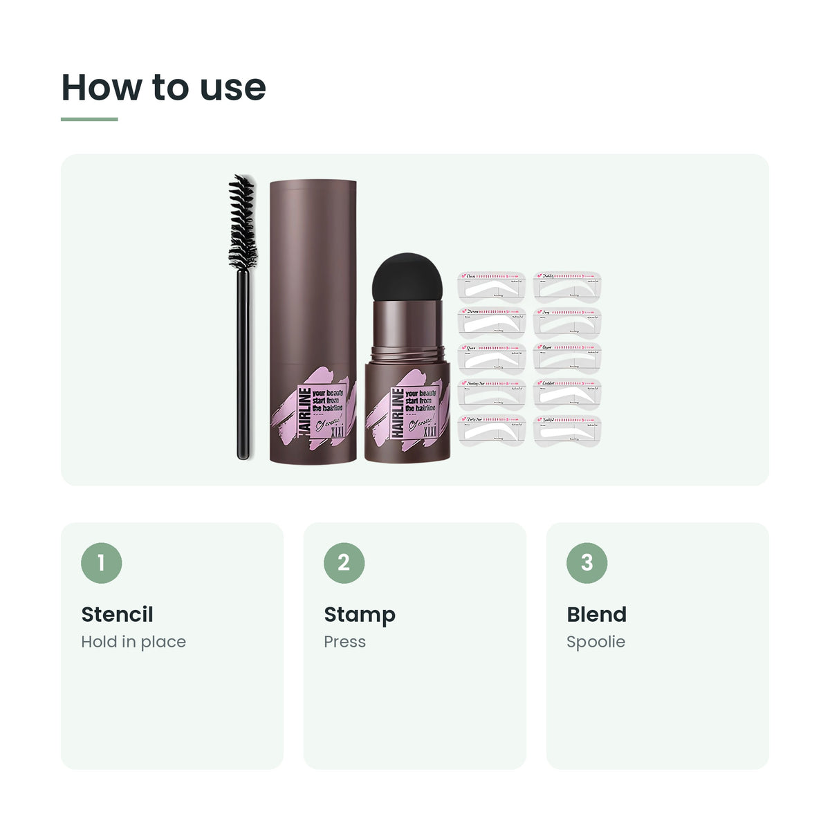 How to use the eyebrow stamp and stencil kit: stencil, stamp, blend
