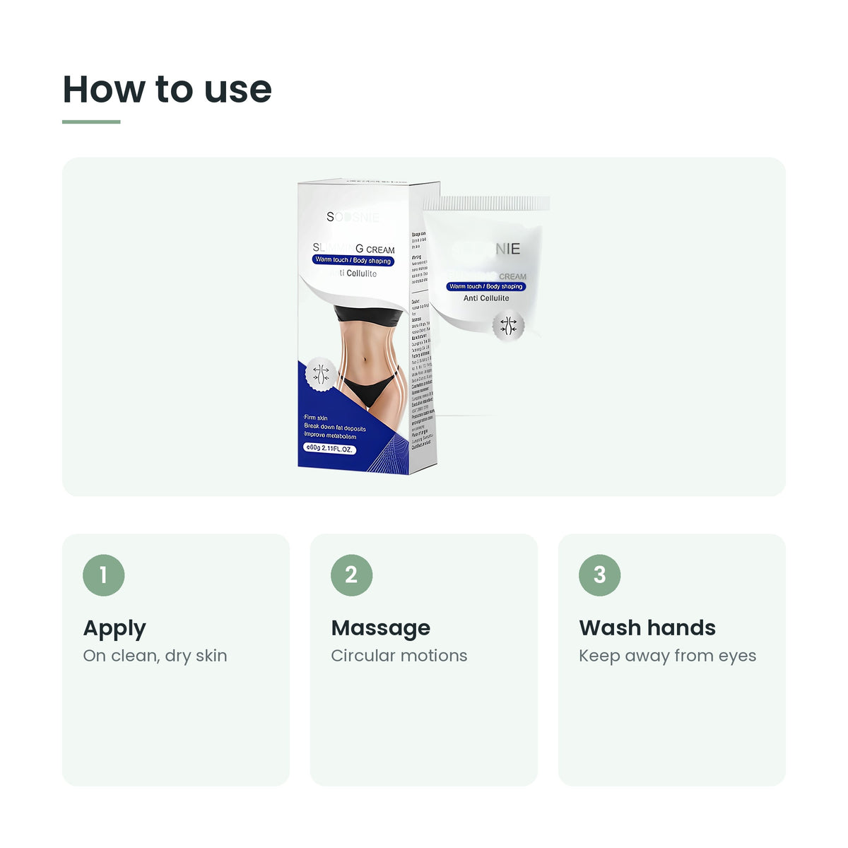 How to use the firming body cream: apply, massage, wash hands