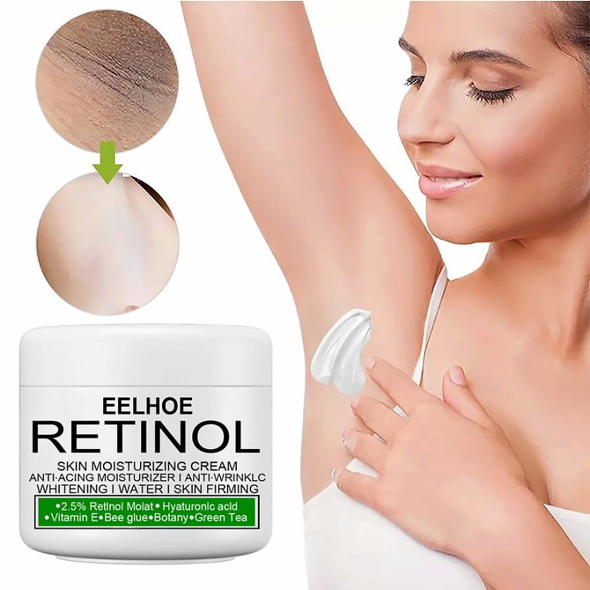 Applying retinol cream to the underarm