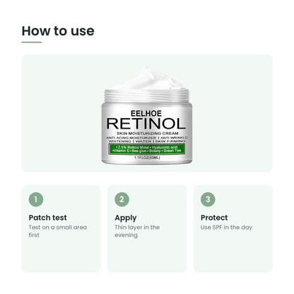 How to use the retinol moisturising cream: patch test, apply, protect