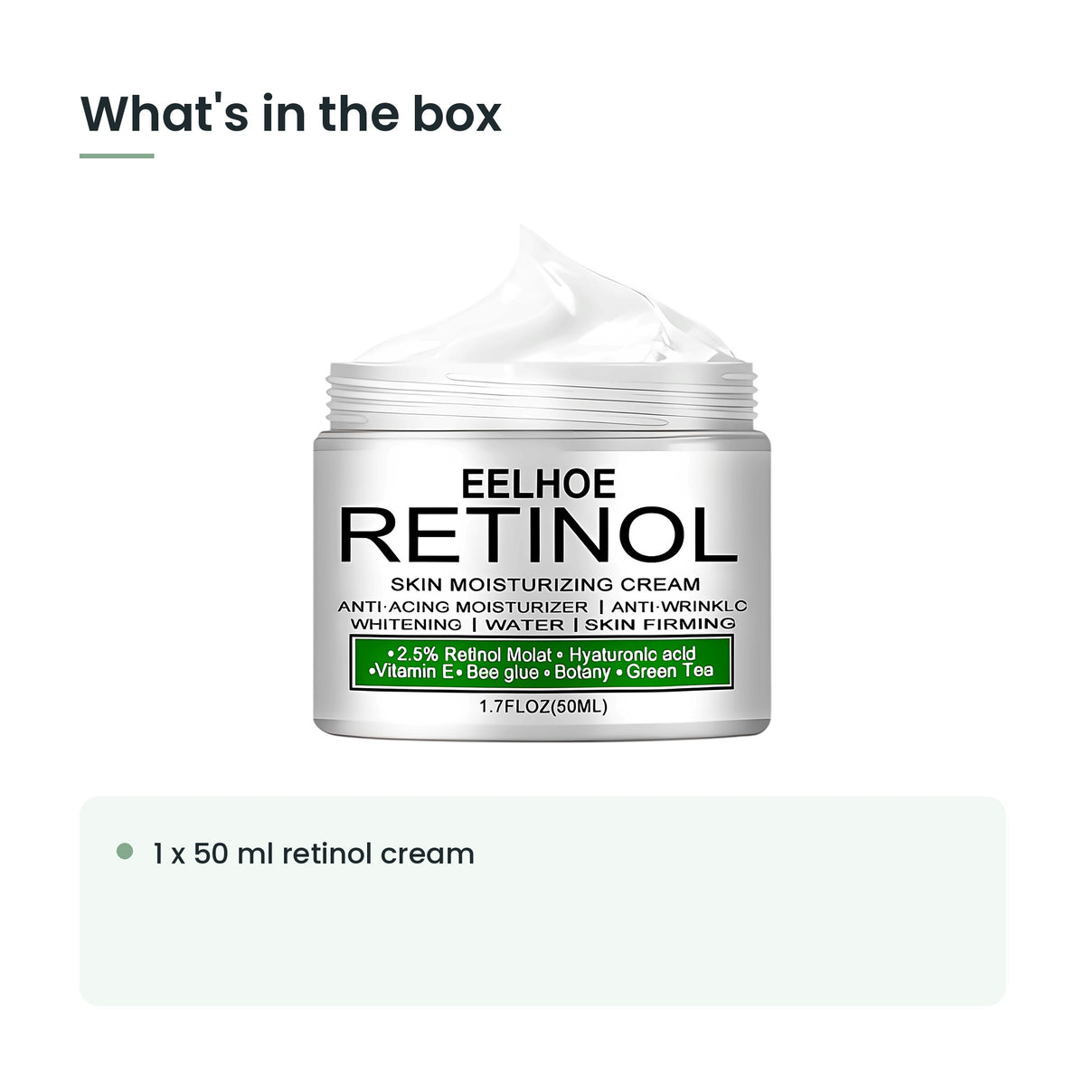 What's in the box: 1 x 50 ml retinol cream