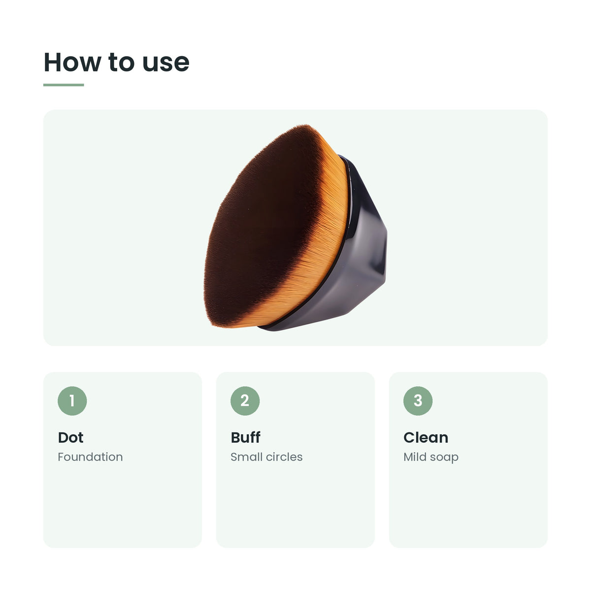 How to use the petal foundation brush: dot, buff, clean