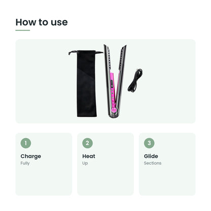 How to use the cordless flat iron: charge, heat, glide