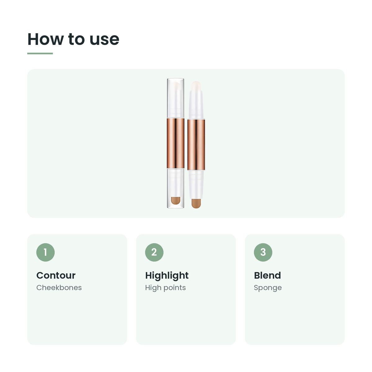 How to use the 2-in-1 contour and highlight stick: contour, highlight, blend